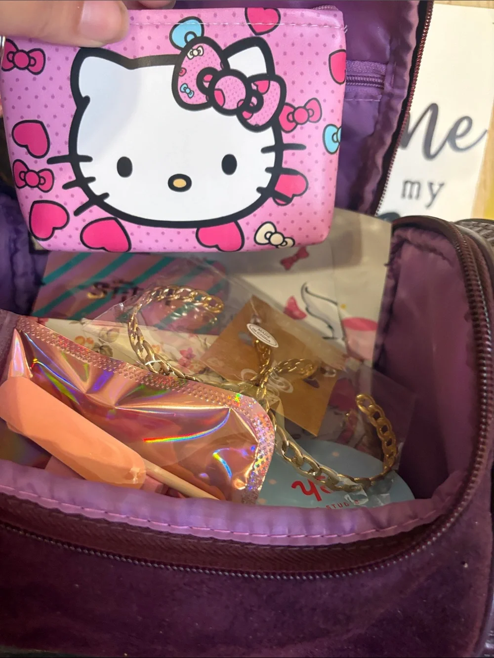 10 MYSTERY Items Including Cosmetic Travel Case with Hook & side pockets
